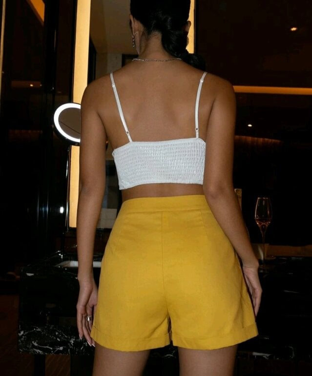 Talle Alto Shein Tallas Grandes Pantalones Cortos Short Amarillo