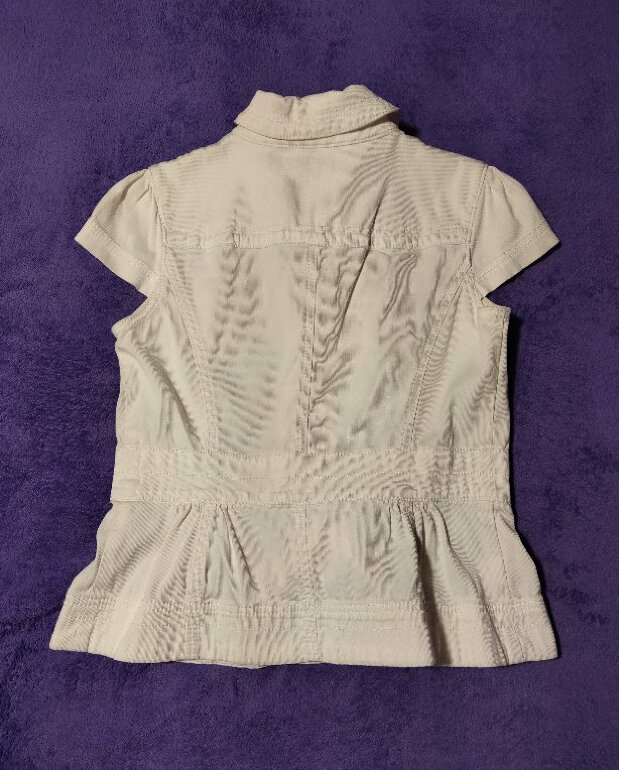Robe Blanche LOFT By Ann Taylor - Taille 8 - Coton, Ornements Perles - Neuf Sans étiquette