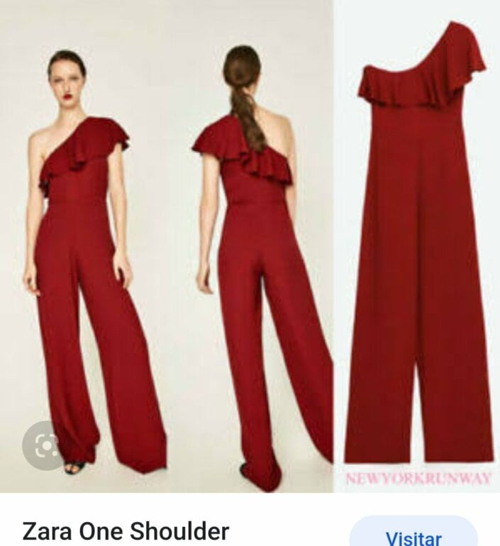 Jumpsuit One Shoulder Burgundy de Zara de segunda mano GoTrendier