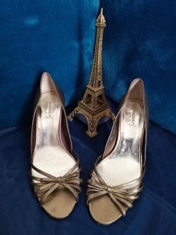 Oro Zapatillas En Andrea Hermosas Zapatillas Abiertas Oro Quemado