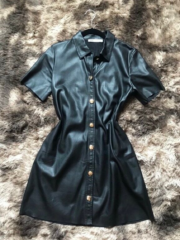 black leather shirt dress zara Vestido Vinipiel Vestido Negro Seda Vestido Vinipiel Negro Corto De Zara De Segunda Mano GoTrendier Core-25