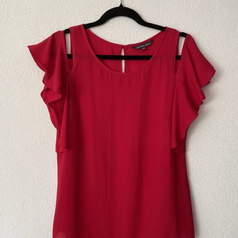 Blusa Roja Blusa Con Olan En Hombros Blusa Roja Marca Duplan