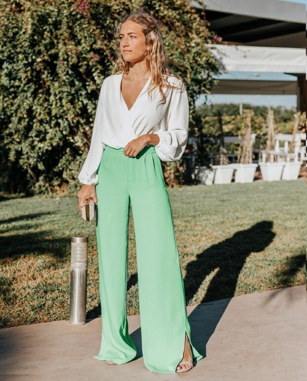 pantalon ancho pantalon verde sfera