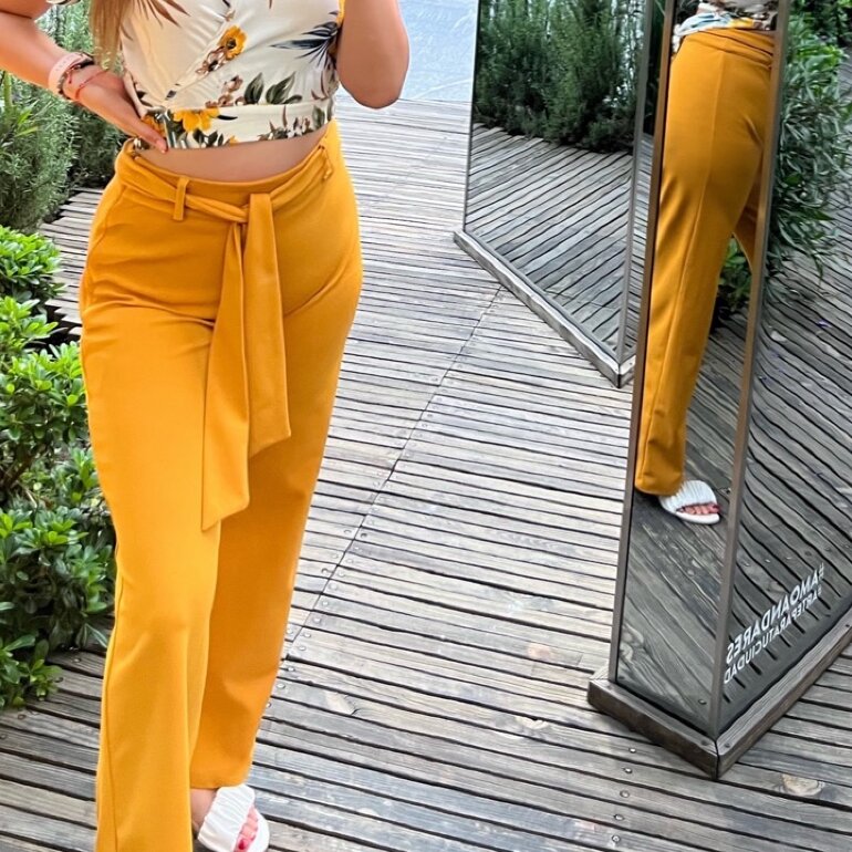 Outfit Pantalon Palazzo Amarillo Outfit Pantalon Amarillo Mostaza
