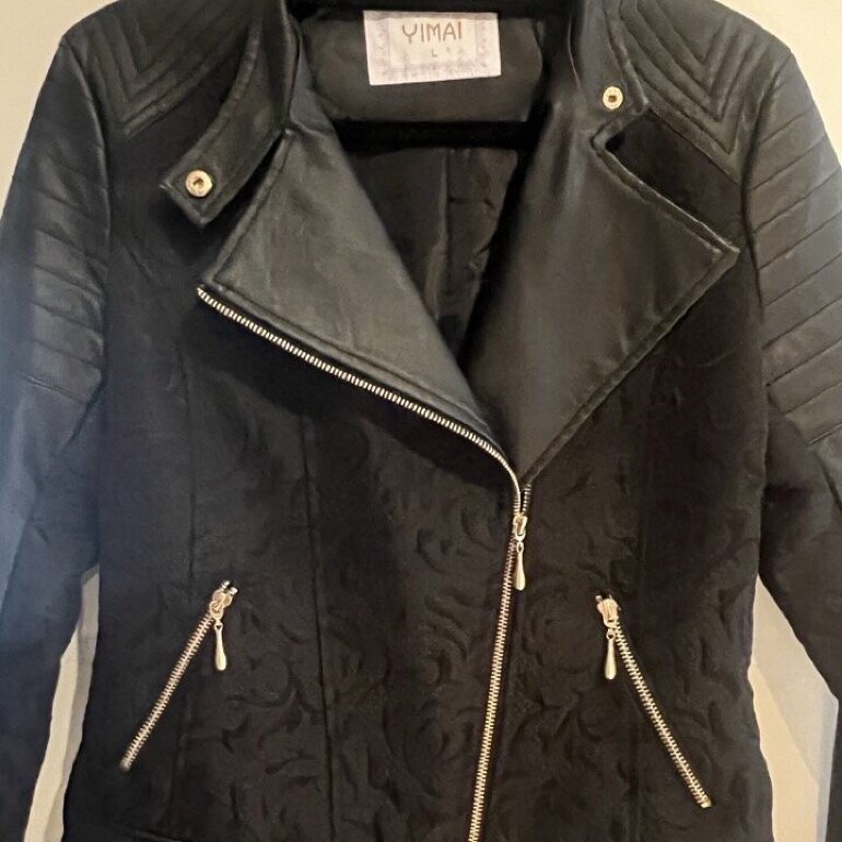 Ropa Chamarras Marca Yimai Chamarra Negra Piel Tela L De Yimai De