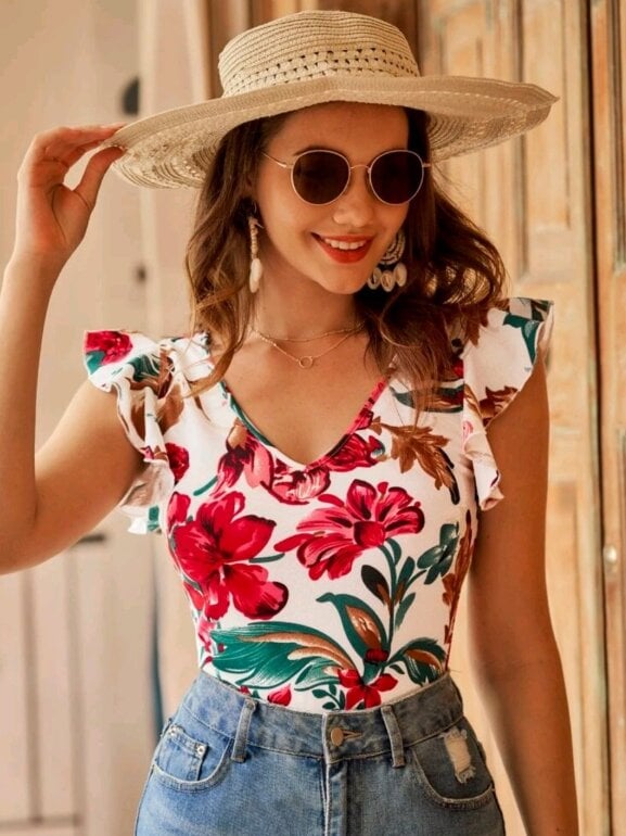 Blusa Campesina Floreada Negra Camisa Negra Blusas Floreada Camisa