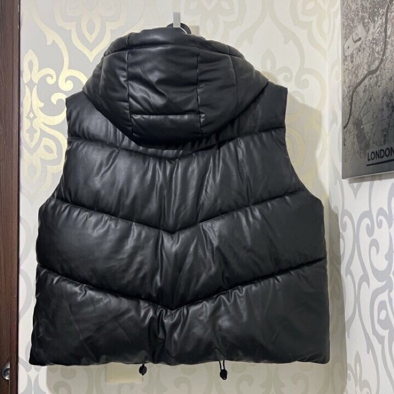 Chaleco Acolchado Zara Chaleco De Cuero Negro Zara CHALECO CAPUCHA