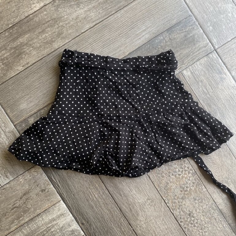 Falda Pantalón Falda Zara Lunares Falda Negra Con Puntos Blancos