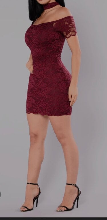 Color Vestido Guinda Corto Outfit Vestido De Encaje Color Vino De