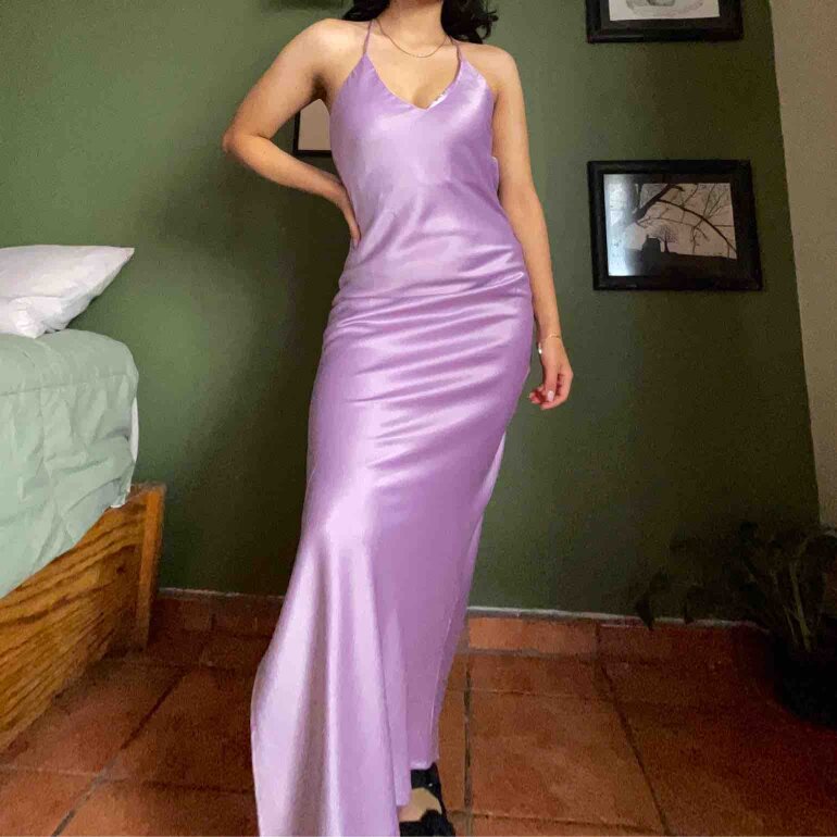 Vestido Largo Vestido Morado Satinado Vestido Morado Largo