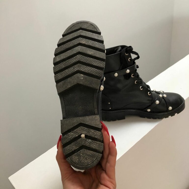 Botas Negras Botas Militares Perlas Botines Perlas Bershka Botas