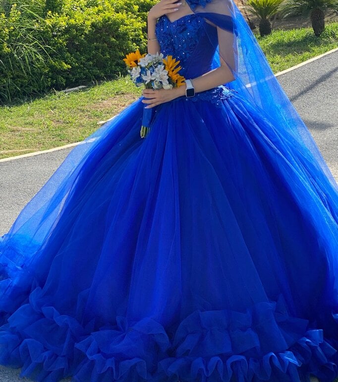 Vestidos De 15 Años Con Mariposas Azul Color Azul Vestidos Para - Main Image