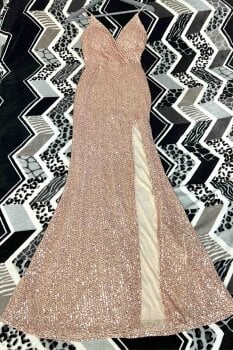 slim fit dress slacks Gold Sequin Short Dress with Criss Cross Back main image 1