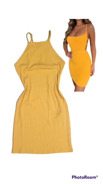 Moda Vestidos Amarillos Pegados Vestido Dorado Corto Pegado