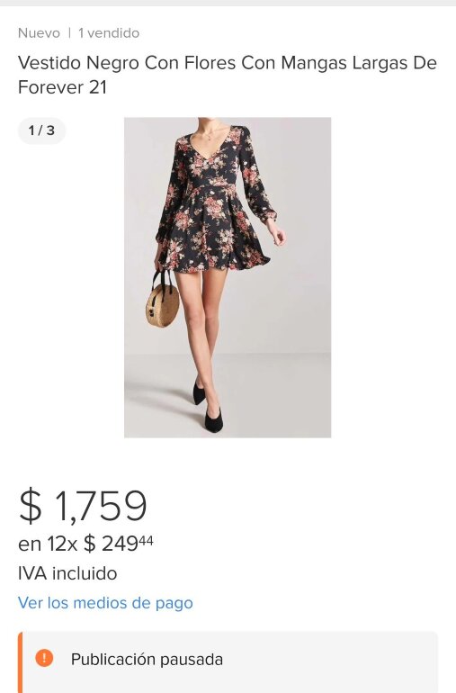 Vestido con flores manga larga F21 💐 de Forever 21 de segunda