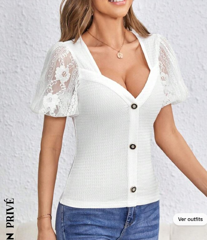 Blusas De Encaje Alos Hombros Sexy Blusa Cuello V Con Hombros