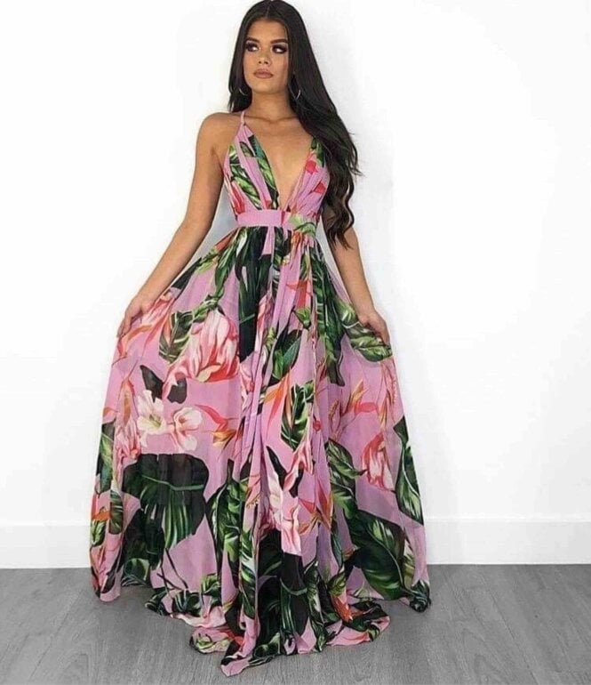 Vestido largo rosa de Luxxel de segunda mano GoTrendier