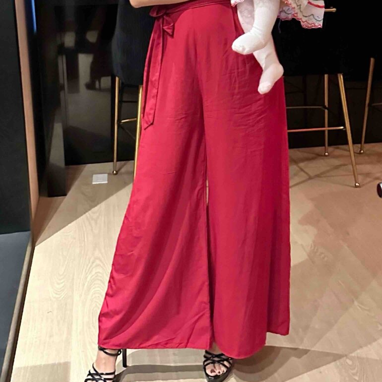 Pantalón Palazzo Pantalon Rojo Con Tenis Pantalon Palazzo Rosa