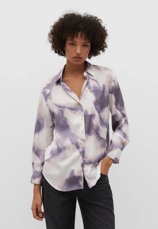 blusa saten cuello pico stradivarius