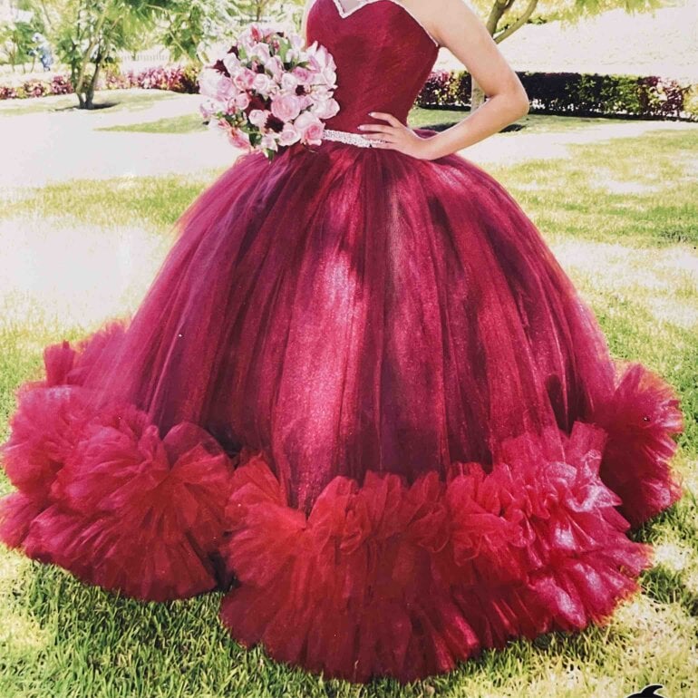 Vestidos De Xv Color Rojo Tinto Gown Vestidos Para NiÃ±as Color