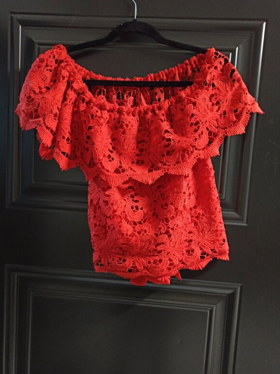 Encaje Blusa Campesina Moderna Blusas Rojas Campesinas