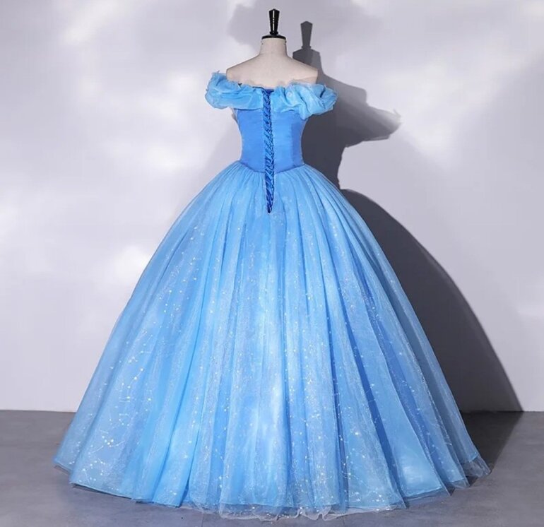 Quinceañera Azul Vestidos De 15 Tipo Cenicienta Tematica