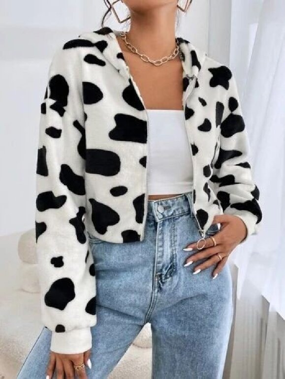 Animal Print Chamarra De Mezclilla Con Pantalon Blanco Chamarra De