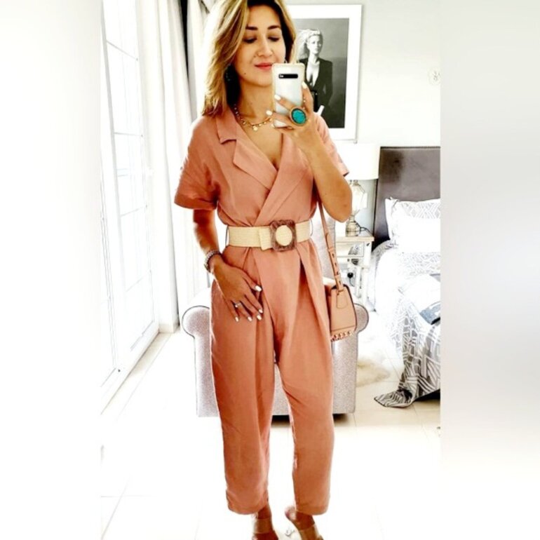 Jumpsuit Mono Rosa Zara Cinturon ZARA LONG BELTED JUMPSUIT Dark