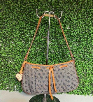 Dooney & Bourke Borsa Hobo In Pelle Grana Ghiaia - Tracolla Regolabile - Colore Naturale - Made In USA
