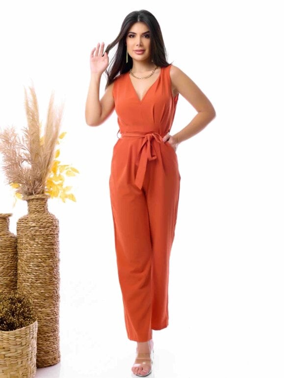 Palazzo Pantalon Color Ladrillo Mujer Palazzo Elegante Color