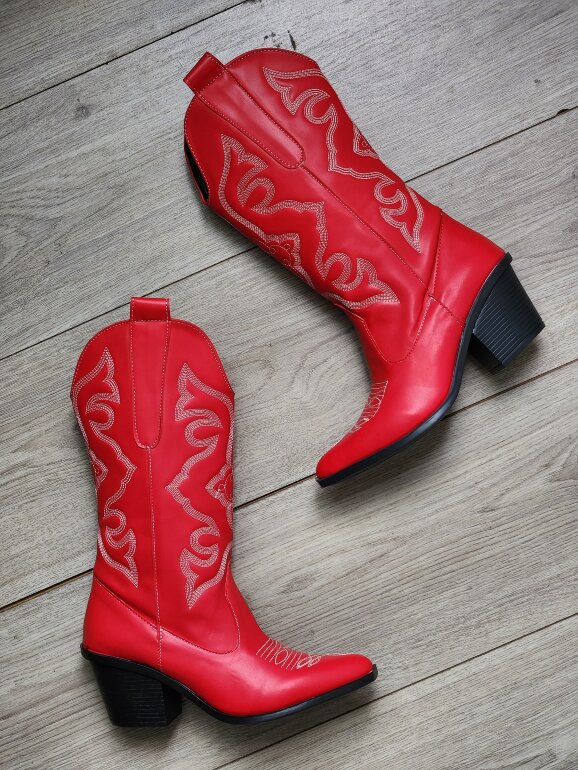 BOTAS VAQUERAS WESTERN ROJAS BORDADAS de Otras marcas de segunda mano ...