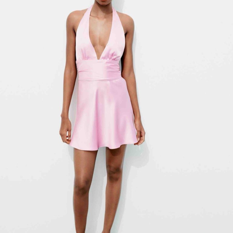 Vestido halter satinado Zara de segunda mano GoTrendier