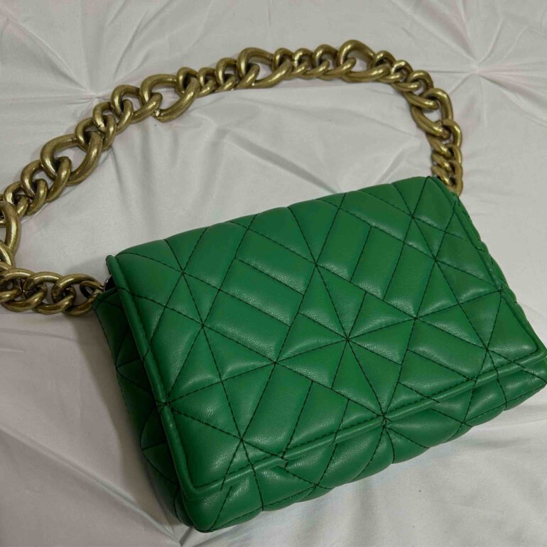Vedula Bolso Verde Cadena Dorada Bolsa De Piel Verde Con Cadena