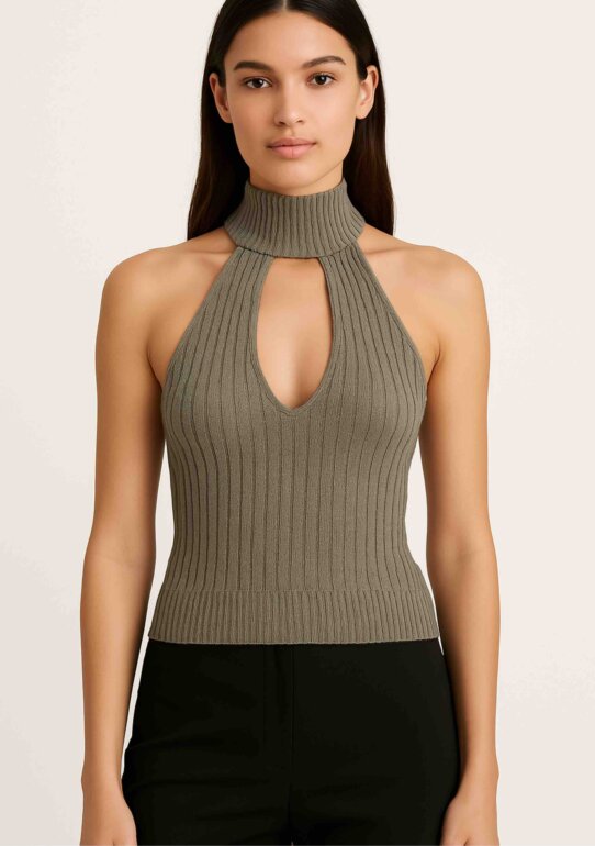 Top elegante Halter Tejido de Massimo Dutti de segunda mano
