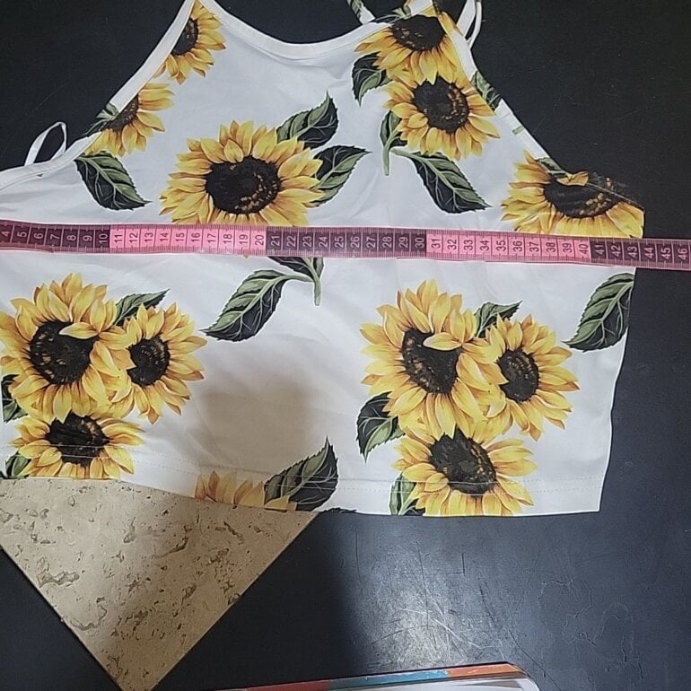 Flor Blusa Blanca Con Girasoles Blusa Sin Espalda Girasoles Blanca