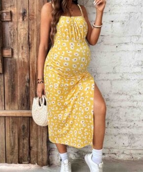 Vestido maternidad moderno amarillo de Shein de segunda mano