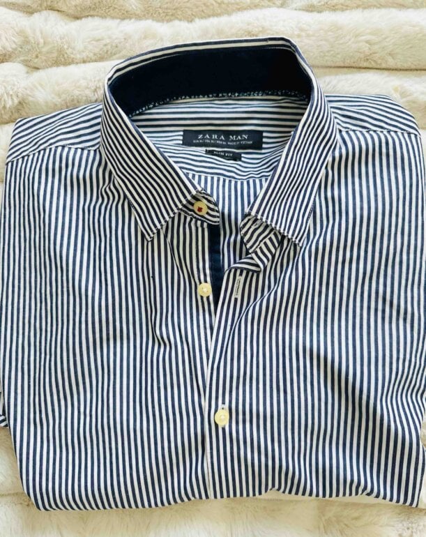 Camisas Zara Striped Poplin Hombre Blancas Con Camisa De Popelina