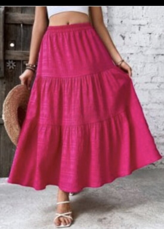 Amazon Shein Faldas Largas Mujer SHEIN Essnce Falda Larga De Mujer Elegante Y Moderna, Casual De Color Liso  Con Cintura Elástica, Pierna Ancha Tipo Globo, Plisada, Holgada Y Cómoda,  Con Bajo Tipo Capullo De Flor/volantes, Para Fiesta