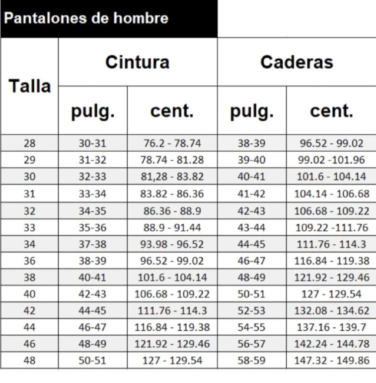 Guia De Tallas Jeans True Religion En Usa Talla 44 Pantalon