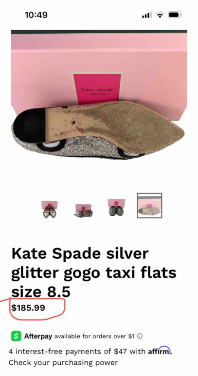 Kate Spade Silver Glitter Taxi Flats de segunda mano GoTrendier