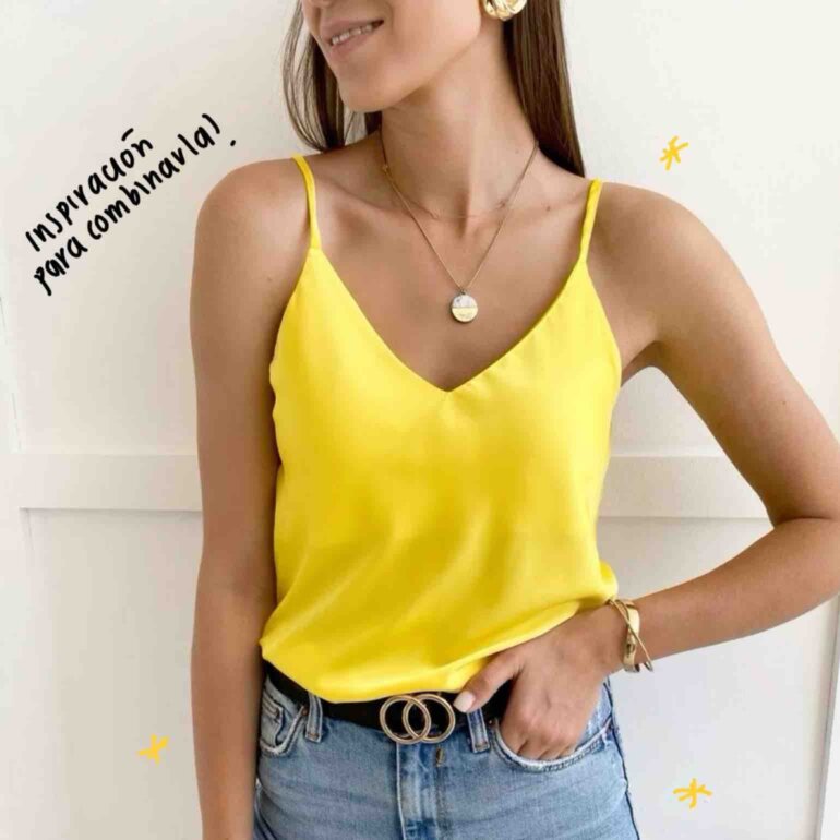 Blusa de tirantes amarillo mostaza de Vertiche de segunda mano