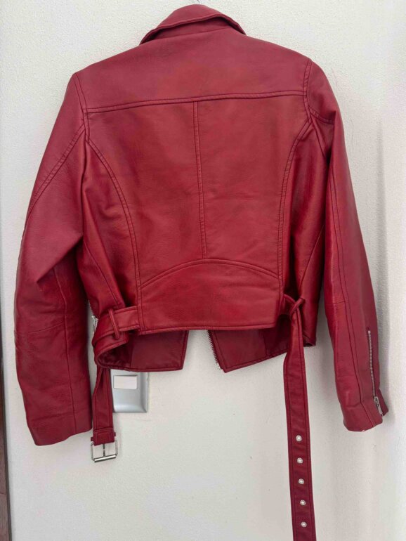 Ropa Bershka Bershka Abrigos Cortos Chaqueta Cuero Roja Bershka