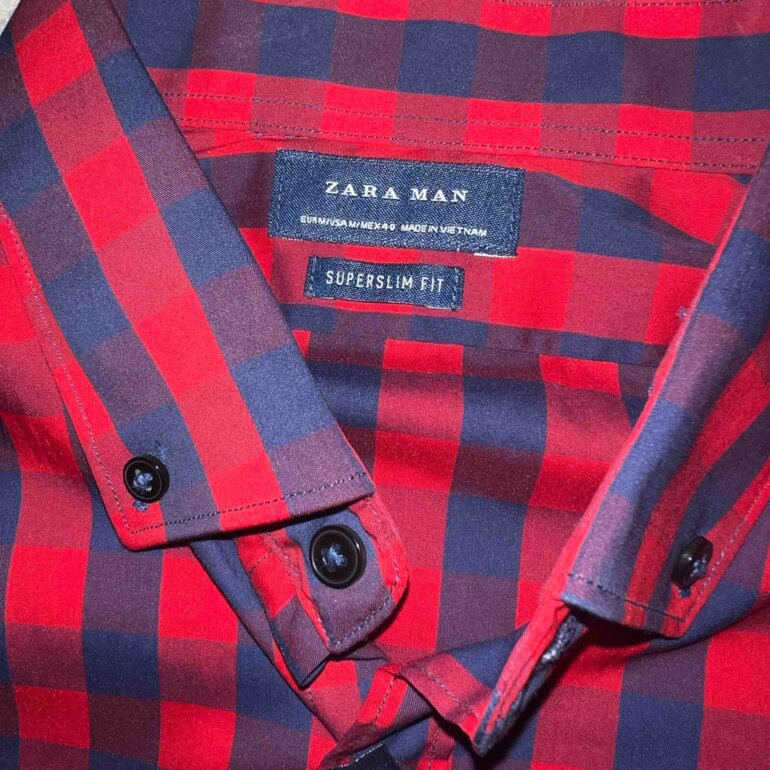Tartán Corbata Roja Zara Camisa Cuadros ZARA De Segunda Mano