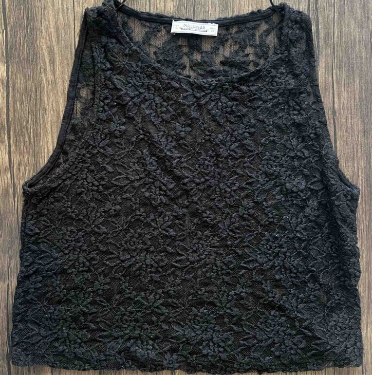 Encaje Blusa Negra Pull And Bear Blusa Negra Con Transparencia De