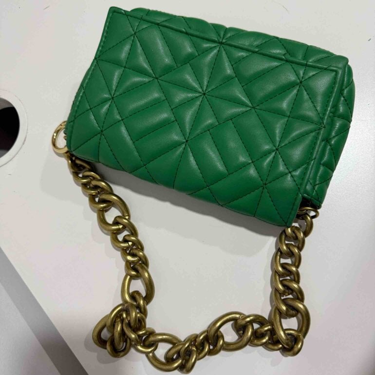 Bolso Hombro Bolso Verde Zara Cadena Dorada Bolso Verde Zara De