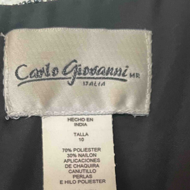 Vestido fiesta bordado con chaquira de Carlo Giovanni de segunda