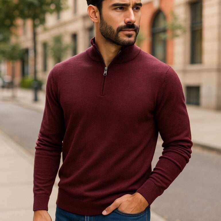 suéter de punto fino hombre