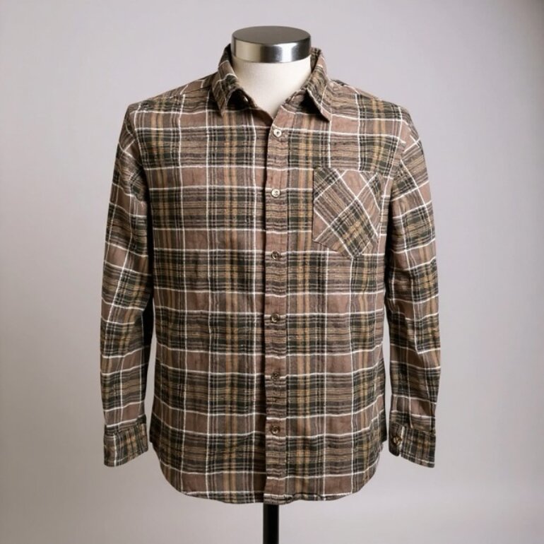 camisa franela cafe hombre