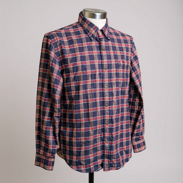 camisa a cuadros rojo y azul hombre