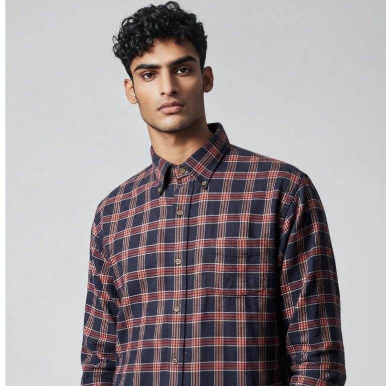 camisa cuadros rojo azul blanco